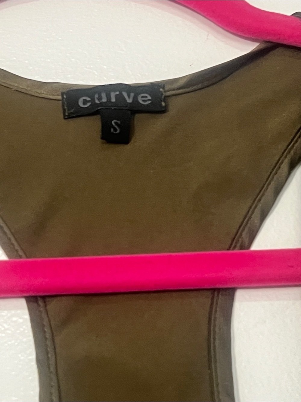 Olive Satin Racerback Muscle Tank Top - Picture 3 of 7
